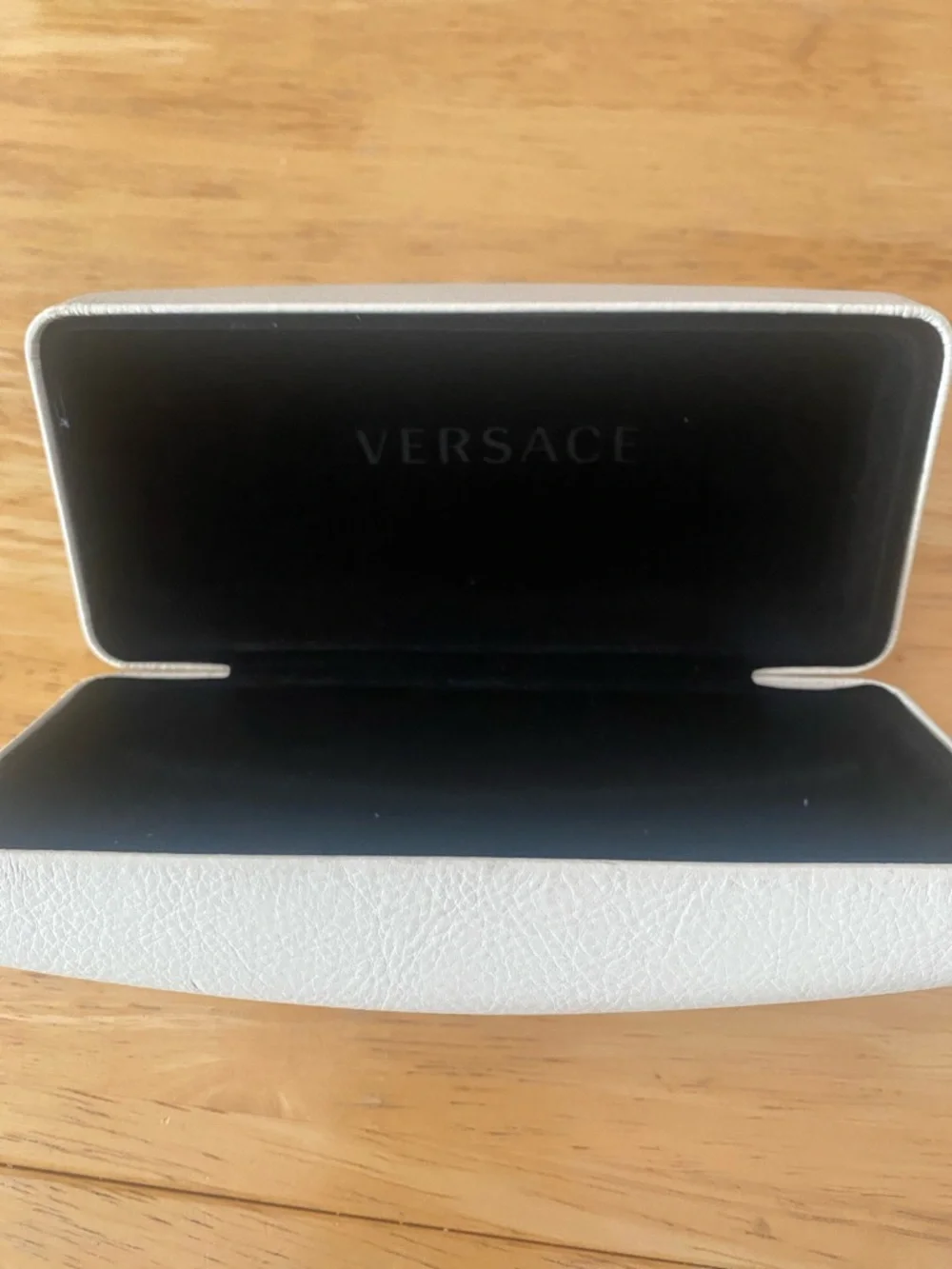 Versace White Leather Eyeglass/Sunglass Case